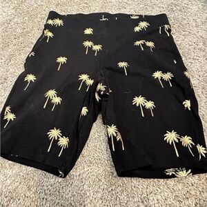 Black Bike Shorts with Gold Palm Trees